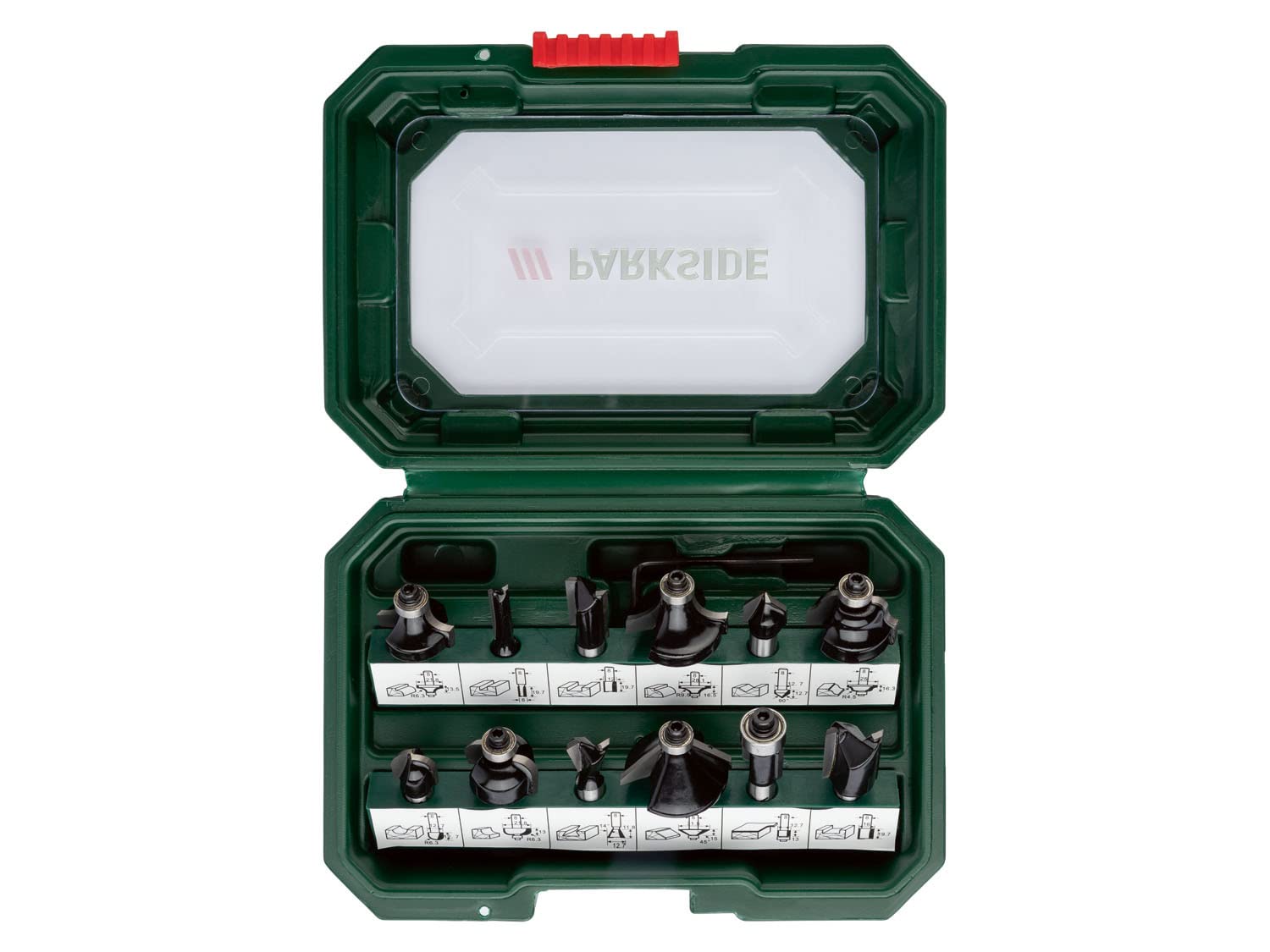 Parkside Punta per fresa, 12 pezzi, fresa arrotondata, fresa per scanalature, fresa cava