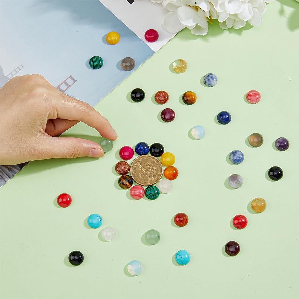 SUPERFINDINGS 40pcs 20 Style Natural Cabochon Gemstone 12mm Half Round Dome Flatback Quartz Stone for Necklace Jewelry Making DIY Craft Handmade - Image 3