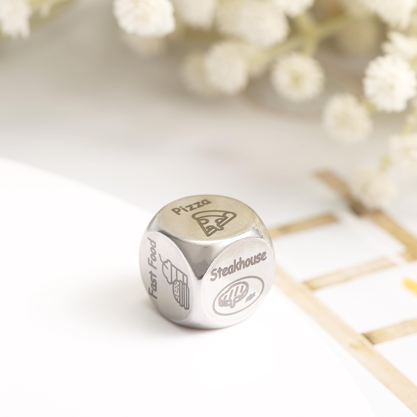 Dadi per Decisioni Alimentari per Coppie, Metallo Dadi per Appuntamento Notturno Decisore Cena Anniversario Divertente Compleanno Regalo San Valentino per Fidanzato Fidanzata Marito Moglie