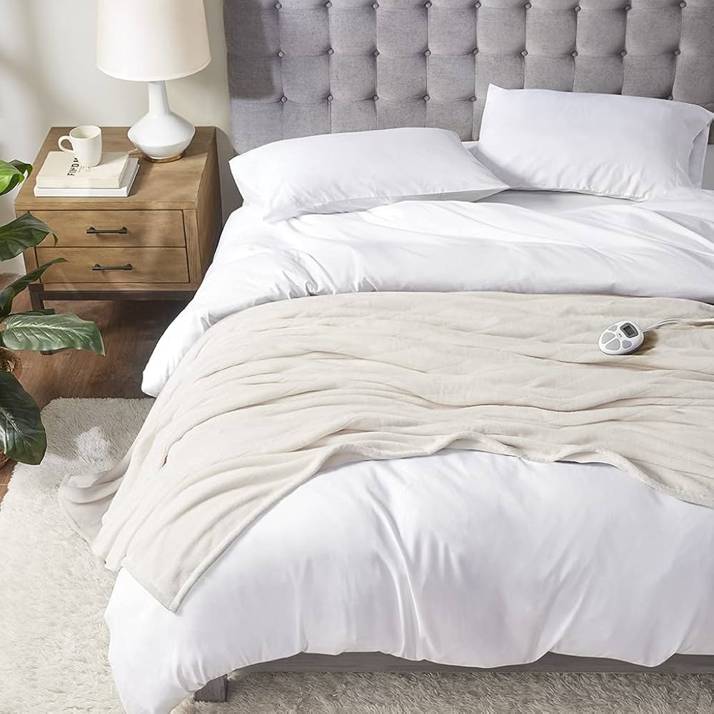 HEATED BLANKET ホワイト Amazon.com: Serta Luxuriously Soft Plush Electric Blanket