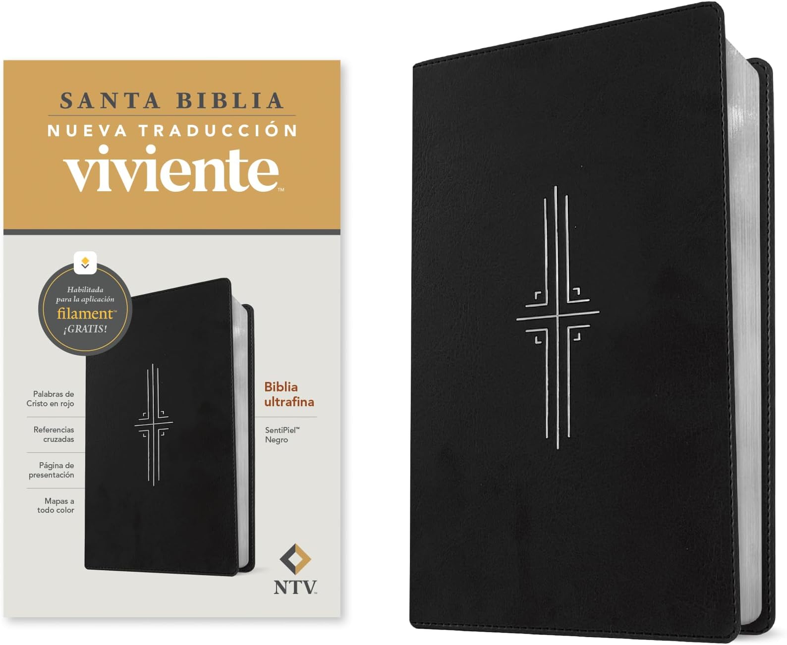Biblia ultrafina NTV, con Filament (SentiPiel, Negro, Letra Roja) (Spanish Edition)