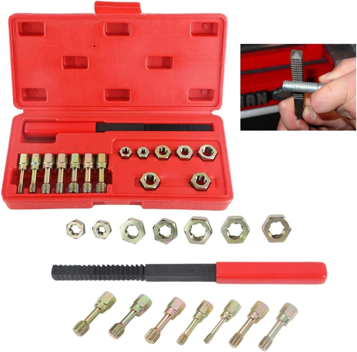 Thread Repair Kit,15PCS Metric Thread Restorer Chaser Set,with 7PCS