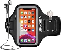 Vista 1 de Brazalete para iPhone 17 16 Pro, JEMACHE Gym Workouts Running Arm Band para iPhone 17/16/15/14/13/12 Pro (negro)