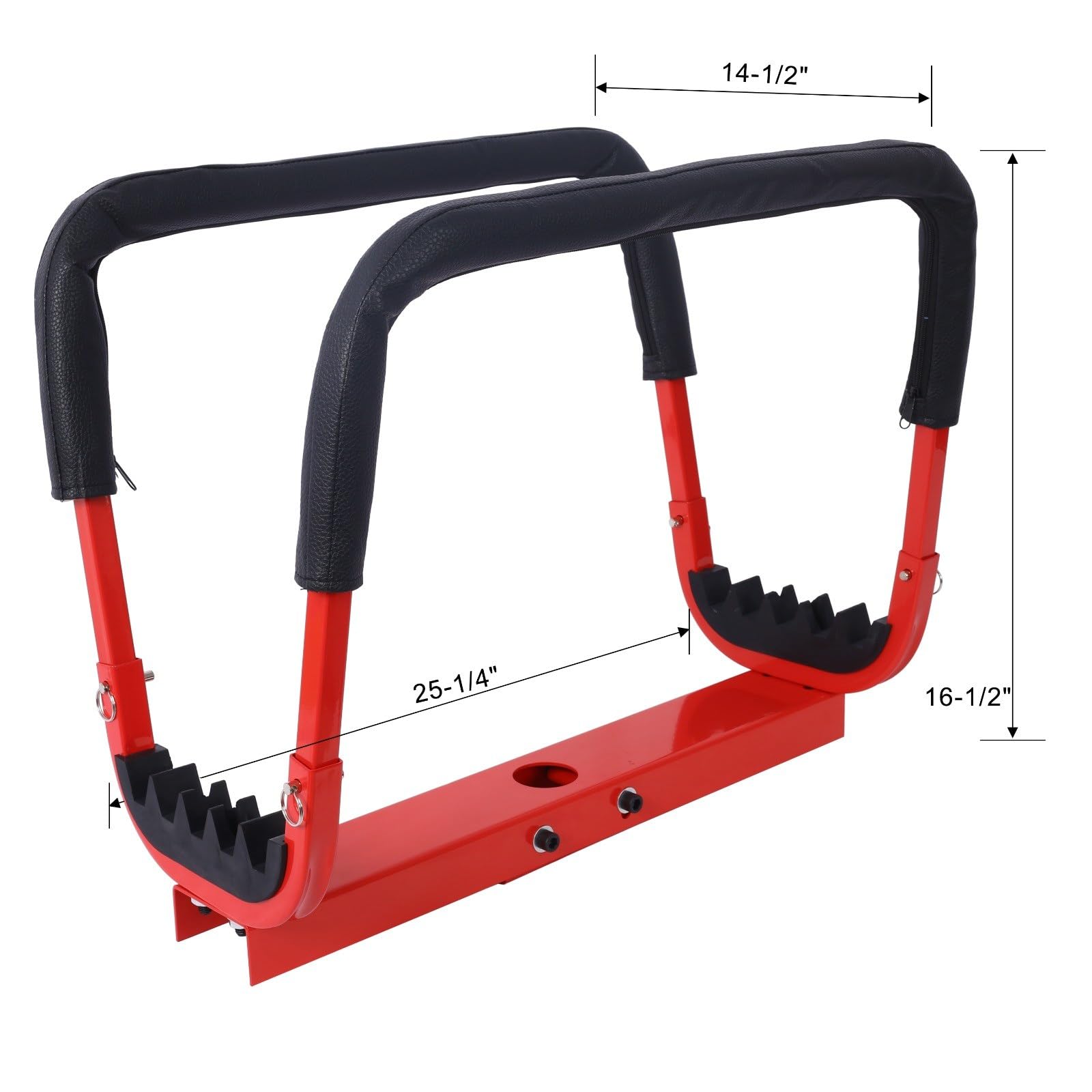 FRITHJILL Versatile Auto Repair Rest Door Hanger: Heavy-Duty Steel, Adjustable Design, Compatible with Floor Jacks, Padded Rails for Surface Protection, Red