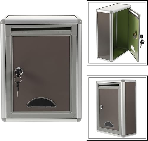 Miniatura 6 de SEWACC Buzón de correo con cerradura de llave, buzón de pared, buzón de metal con cierre de metal, caja de seguridad para sobres de dinero,