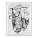 Hanging Bat Dictionary Page Print, Halloween Gothic Decor, 8x11 inches, Unframed