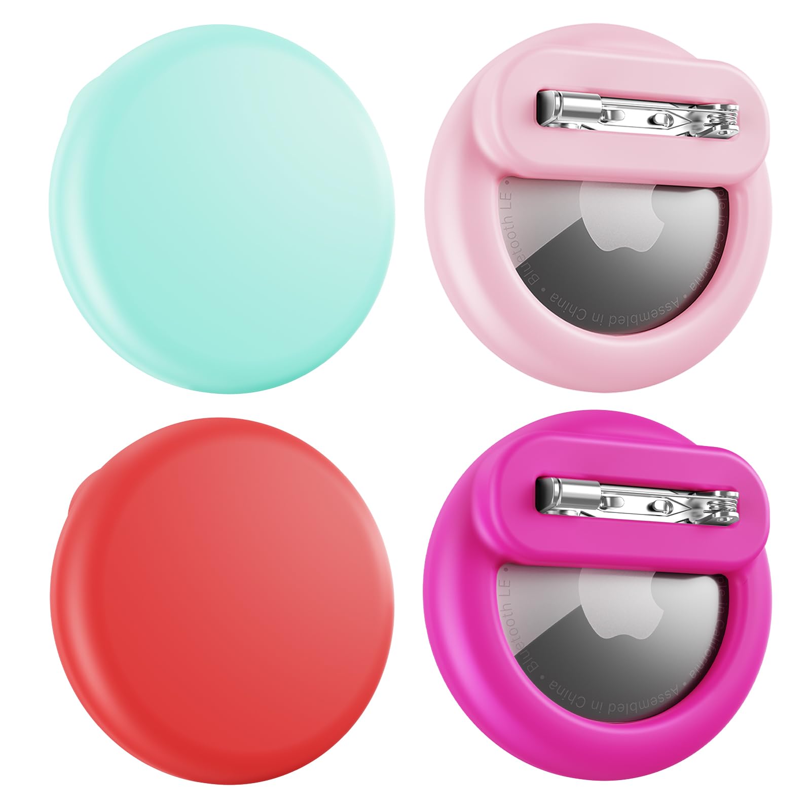 for Air Tags-4 Pack Apple Kids Hidden, for Airtag Holder for Kid, for AirTag Hidden Kid Holder with Invisible Pin, Anti Lost, for Kids, Elderly, Luggage, Clothing (Mint Green Red Rose Pink)
