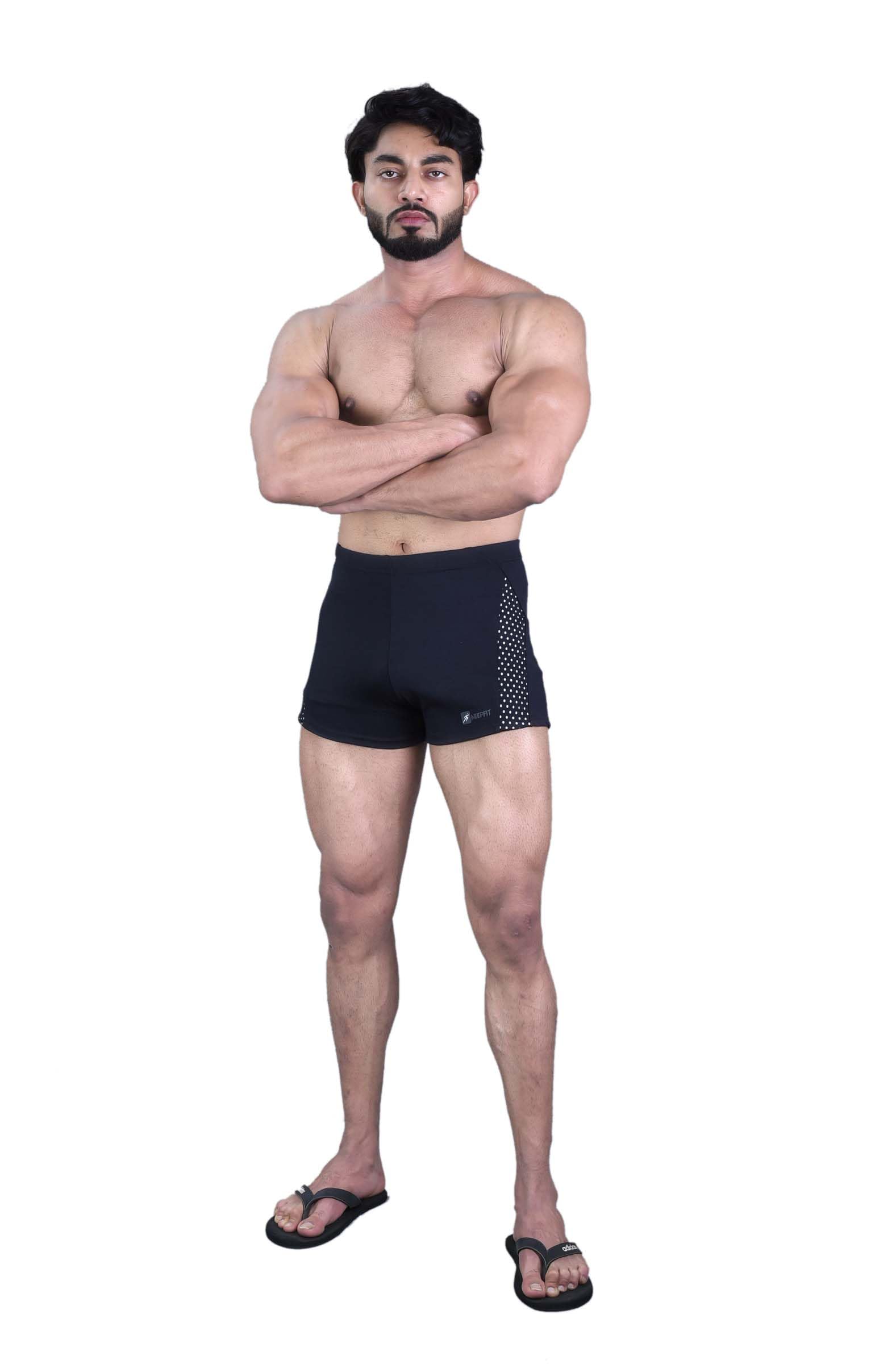 keepfit Men Black Swimming Trunks with Contrast mesh Pannel Design-picture-17