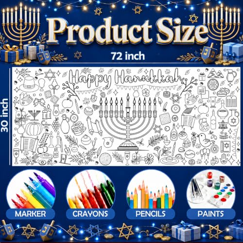 Image of OHOME Hanukkah Crafts for Kids - Hanukkah Giant Coloring Poster /Tablecloth