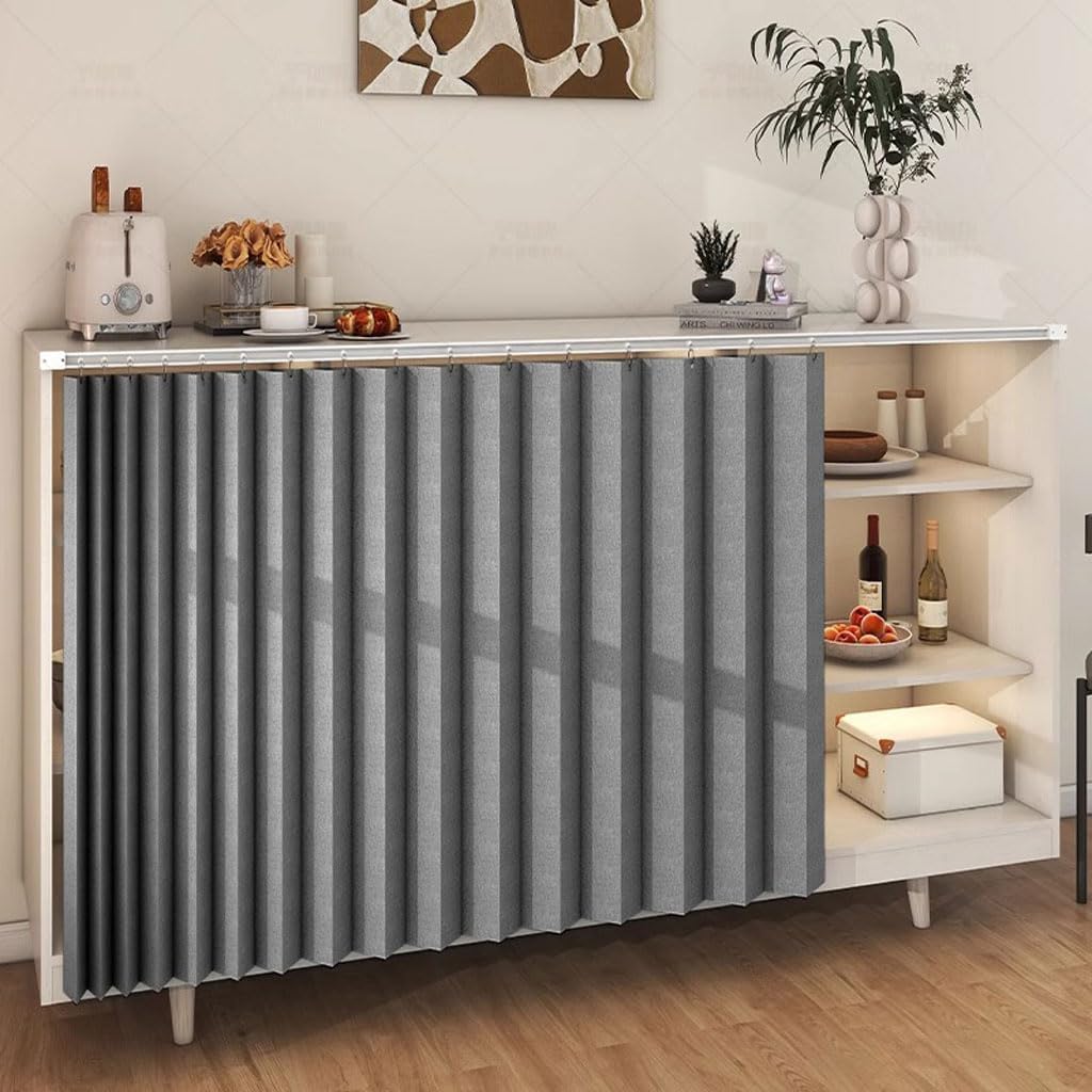 DSSHENGDS Customized multi-functional slide curtain, suitable for doorless cabinets, washing machines and wardrobes-Gray- W80cmxH200cm — image 1