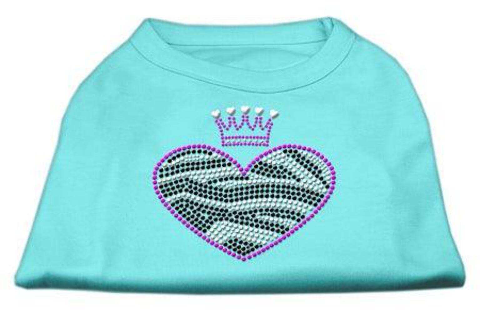 Mirage Zebra Heart Rhinestone Dog Shirt, XX-Large, Aqua