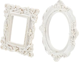 OSALADI 2pcs Photo Frame Nail Decor Picture Frame Baroque Decor Table Decor Rustic Wedding Decor Pearl Decor Wall Hanging Decor Nail Art Jewelry Holder Office Desk Resin White Jewelry Rack