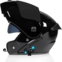 Vista 13 de Casco modular Bluetooth para motocicleta, aprobado por DOT FMVSS-218, casco de cara completa, antivaho, doble visera, altavoz dual integrado