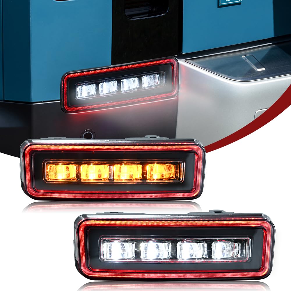 COOLCMP NEW Rear Fog Light for 2020-2024 Land Rover Defender 90 110 130 LED Rear Bumper Lights Trim Reverse Back Reflector Lamp Replacement(1 Pair)