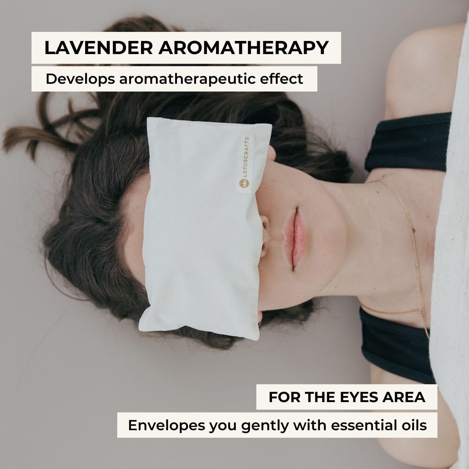 Lotuscrafts Cuscino per Occhi con Imbottitura di Semi di Lino Lavanda per Yoga, Rilassamento e Meditazione | Realizzato in 100% cotone biologico