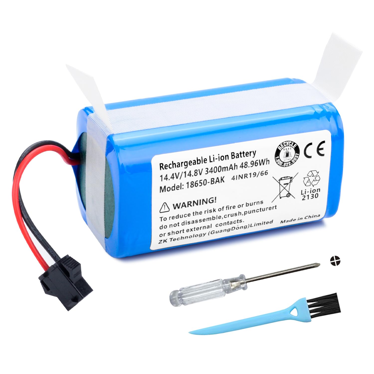 3400mAh Vacuum Battery Replacement for Pure Clean PUCRC660 PUCRC675 PUCRC850 Goovi F007C D380 D382 Robot Vacuum Cleaner with Tools