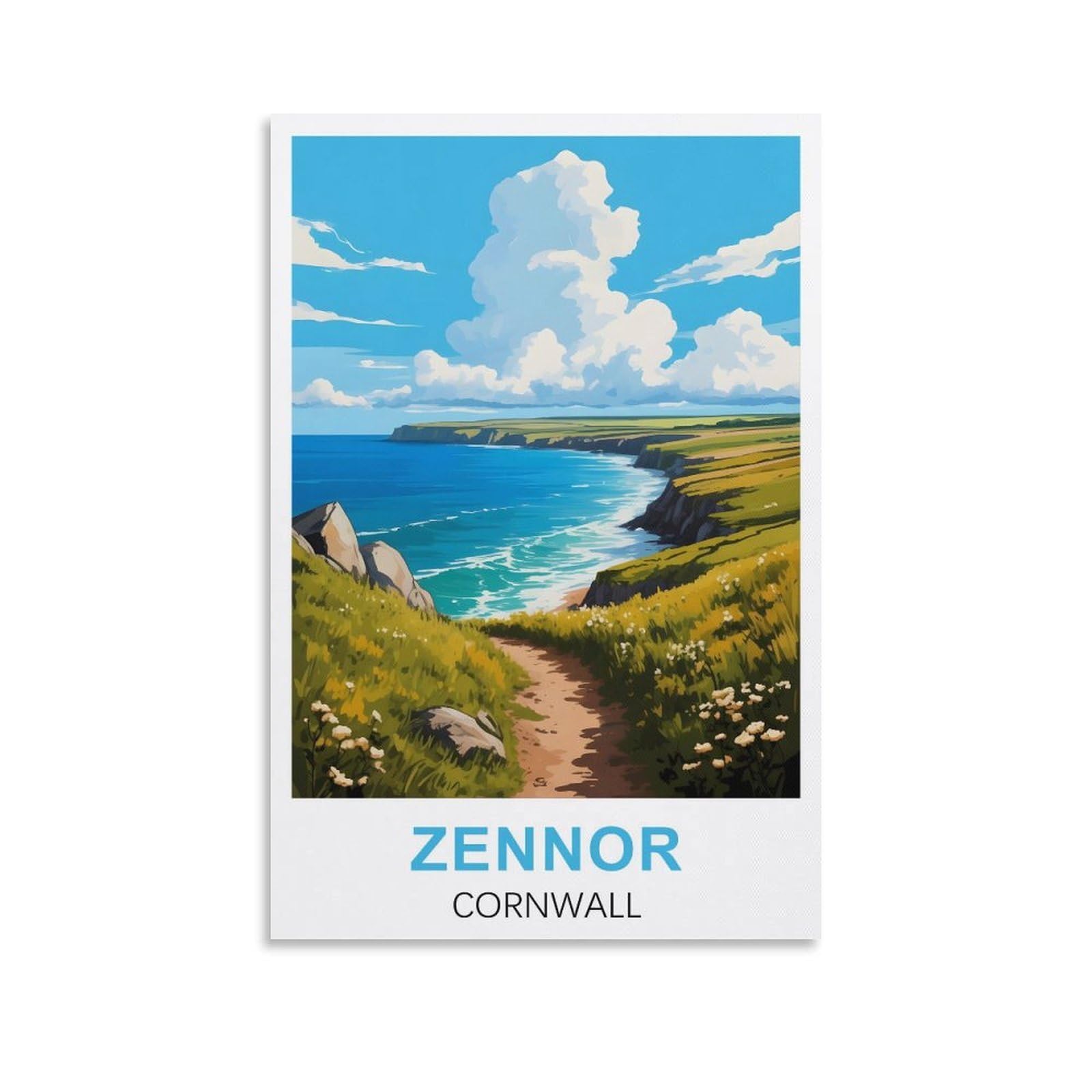 EZMLFA 5D Diamond Painting Kits for Adults,Zennor Cornwall,DIY Full Round Drill Diamond Dot Gem Art Kits for Adults,Crafts for Decor 30x40cm