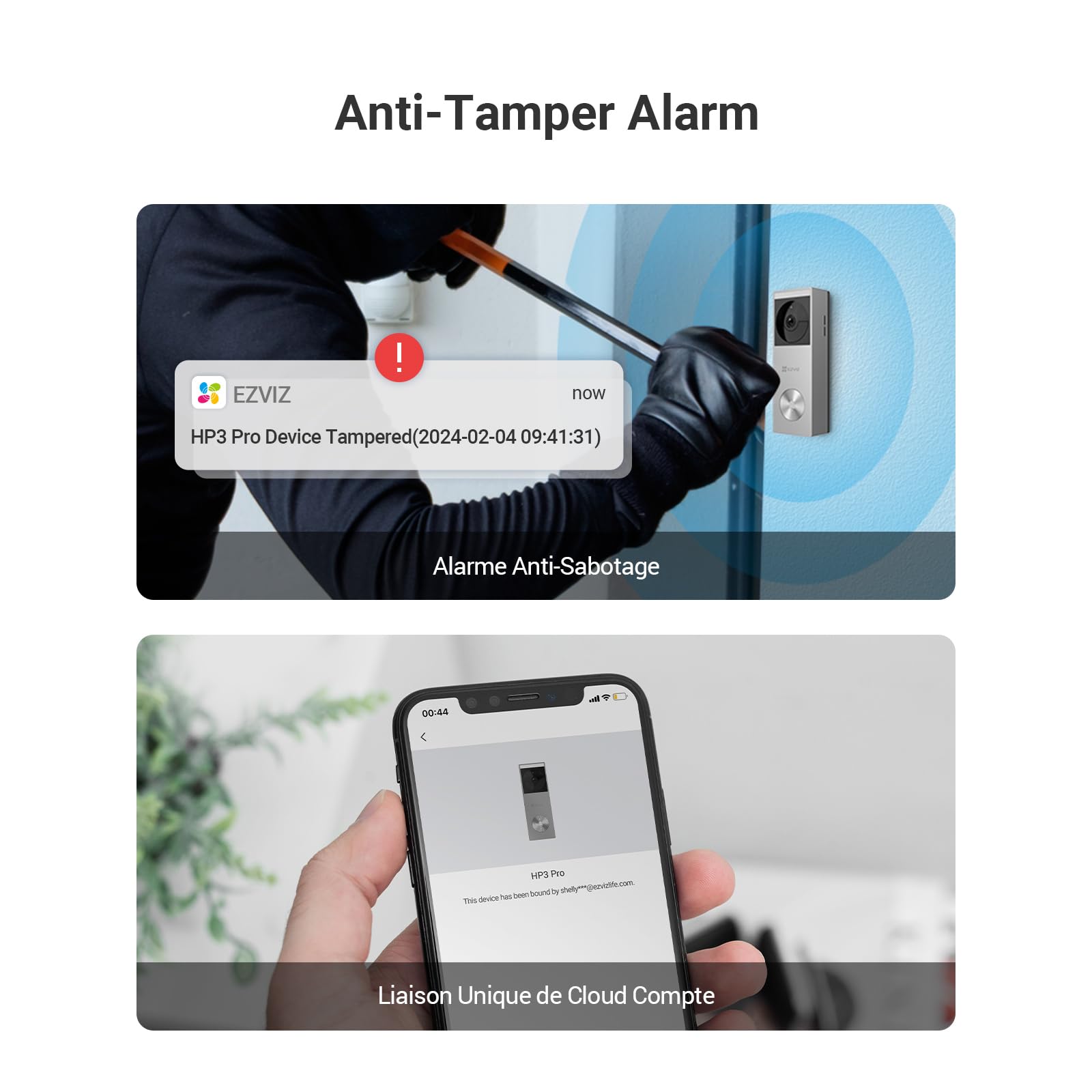 EZVIZ Sonnette connectée sans Fil et sur Batterie avec Panneau Solaire