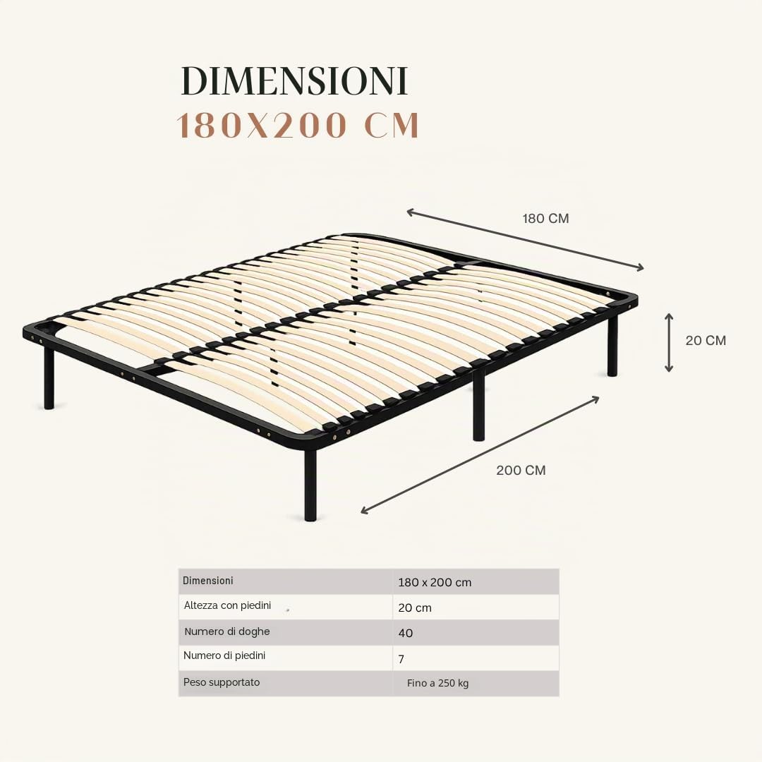 SKU- Rete a doghe 180 x 200 cm su gambe per letto matrimoniale