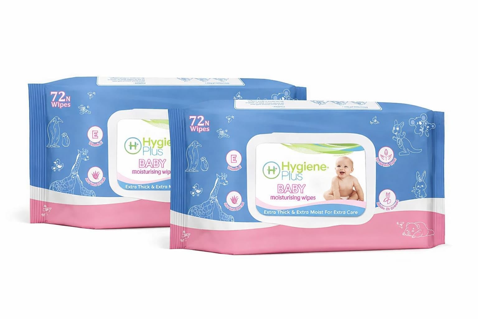 Hygiene Plus Baby Moisturising Wipes, Extra Thick and Extra Moist, 72 Wipes per Pack, 2 Pack-image-39