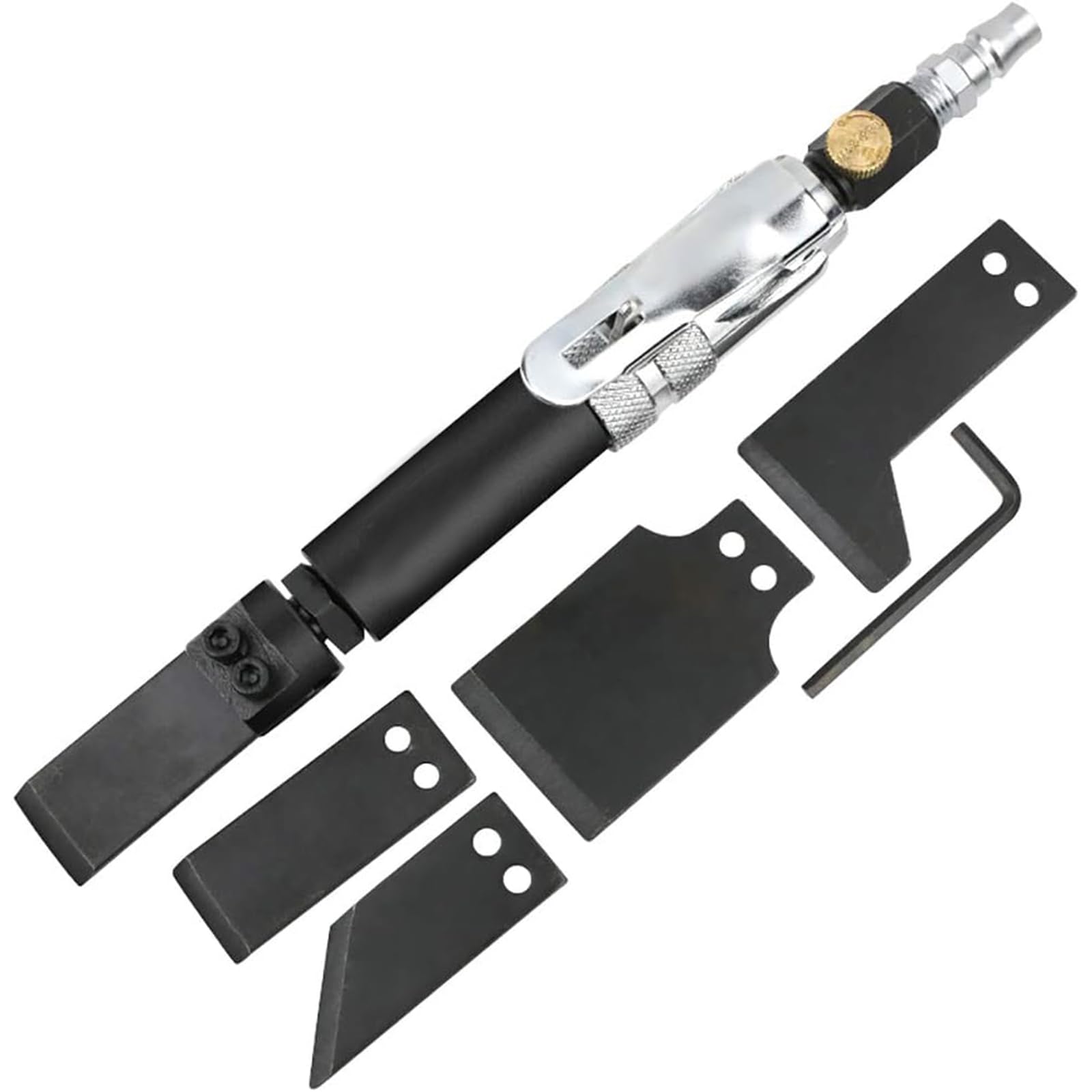 Gertrude 3500 RPM Mini Cincel De Pala con Cuchilla De Aire, Juego De Cinceles Y Rascadores Neumáticos, Herramienta Industrial para Soldadura, Desbarbado Y Eliminación De Óxido Black,1