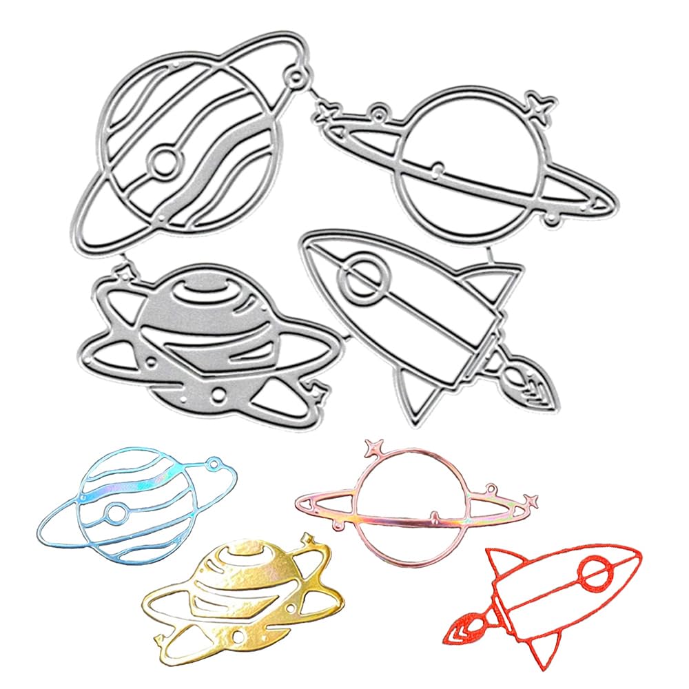 Metal Space Rocket Universe Planet Die Cuts Cutting Dies Embossing Stencils Template Mould for Card Making Decoration and DIY Scrapbooking Album