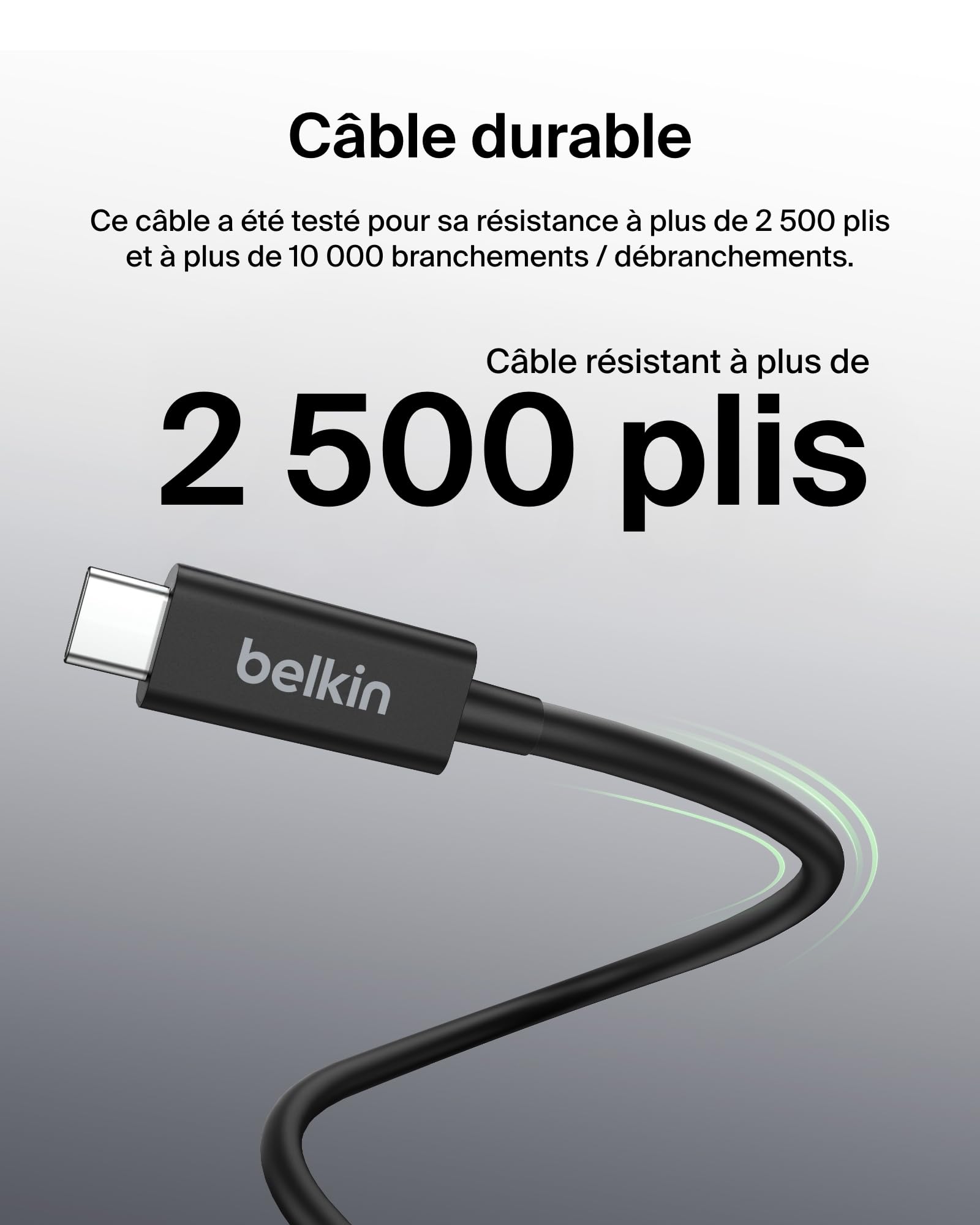 Belkin Câble Thunderbolt 4 (1 m, USB-C vers USB-C, Power Delivery 100 W, certifié USB 4, compatible Thunderbolt 3, MacBook Pro, eCPU, etc., certifié Intel Thunderbolt)
