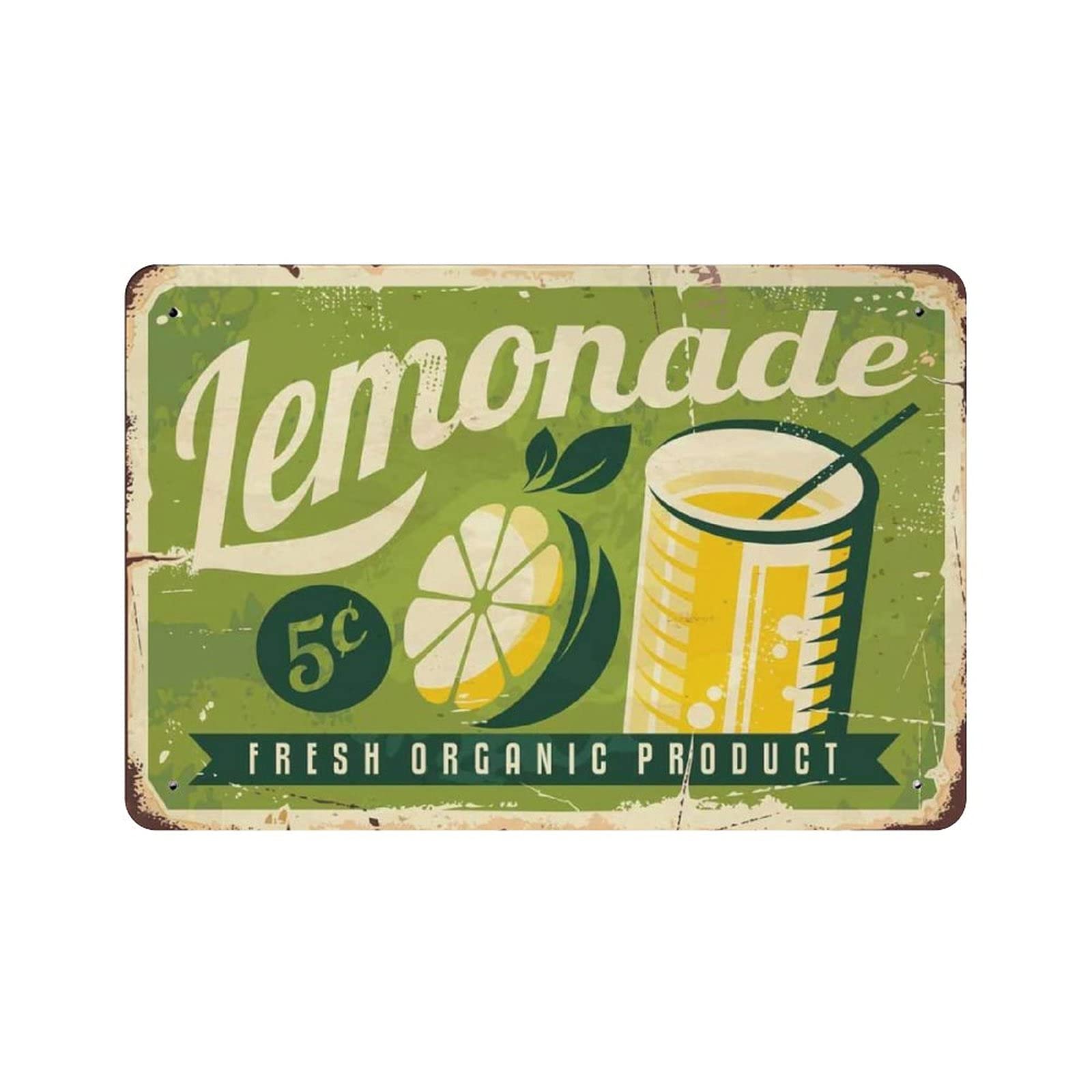 Metal Tin Sign Fresh Fruit Drinks Lemon Bubbles Vintage Tin Poster Metal Sign Wall Decoration Country Kitchen Home Garage Decor 8"x12"