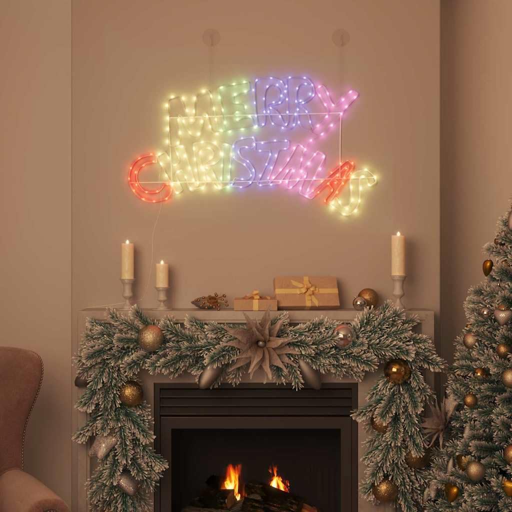 Weihnachtsschild mit 240 LEDs Mehrfarbig, robustem PVC, 99,5 x 54 cm, für Innen und Außen, Festliche Weihnachtsdeko, Weihnachtsbaumschmuck, Christbaumschmuck, Tannenbaum-Ornamente