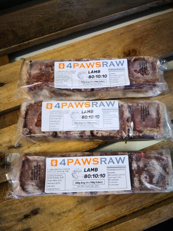 4PAWSRAW Frozen Raw Dog Food Premium Lamb Complete 80: 10:10 Mince For Dogs 20 X 560g Packs - 11.2kg