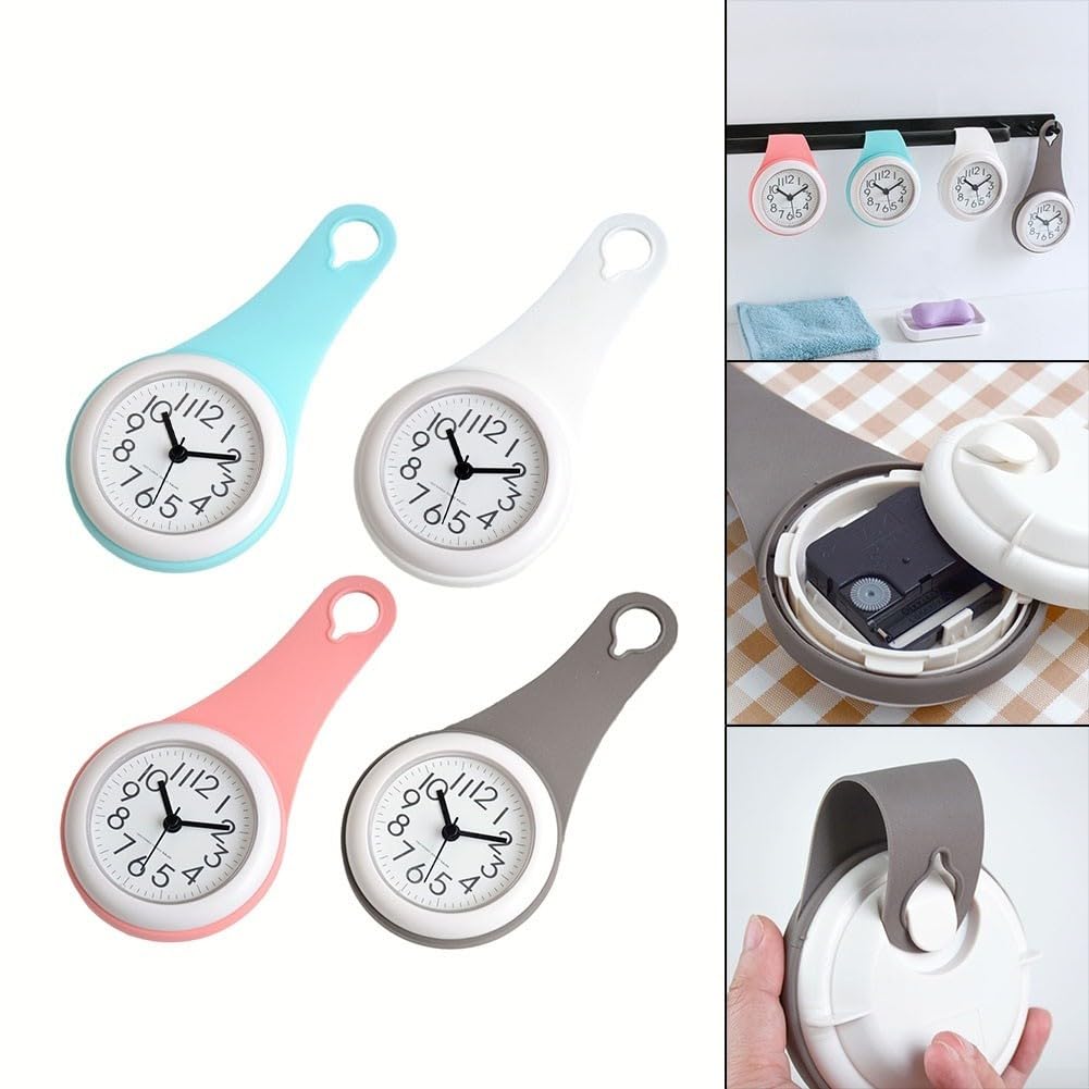 Orologio da Parete Silenzioso - Digitale, Impermeabile, Piccolo Con Ventosa per Cucina, Bagno - Decorazione per la Casa (Bianco)