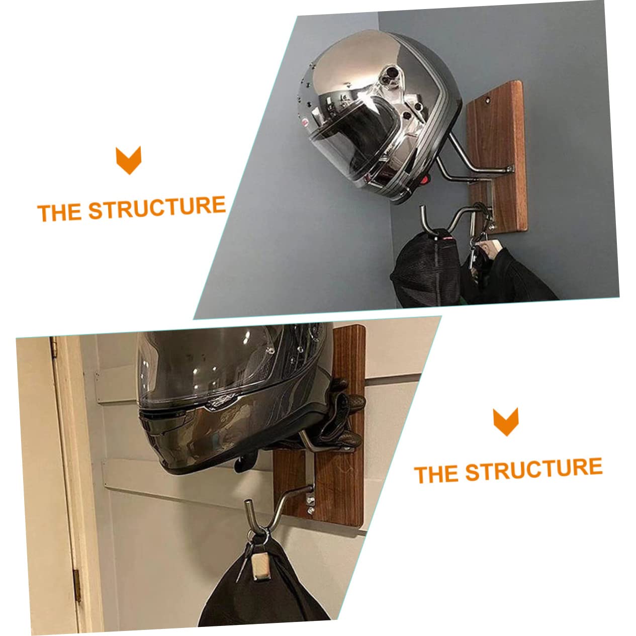 VALICLUD Wandmontierter Helmhalter Zufällige Farbe und Metall Motorradhelmhalterung mit Aufhängehaken Praktischer Helm Präsentationsständer Braun für Jacken und Kleine Gegenstände