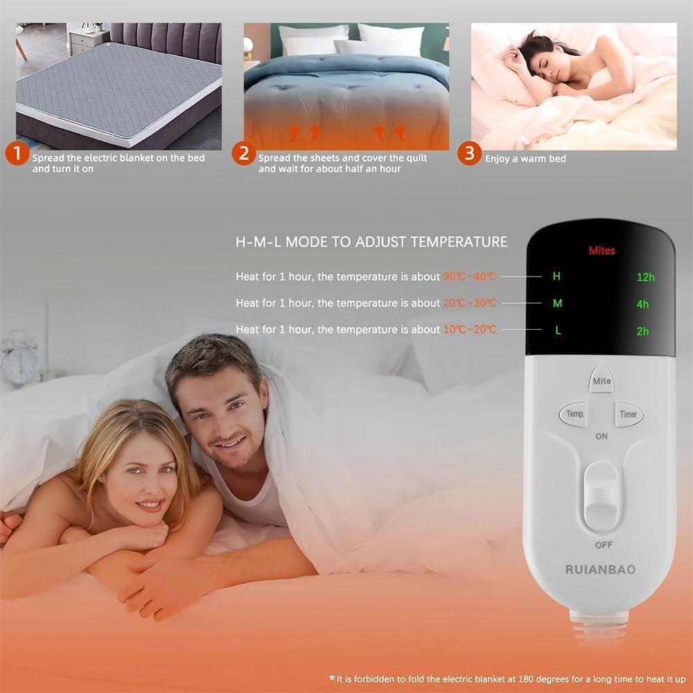 Couverture chauffante Couverture électrique Coussin chauffant 150 * 80cm Coussin de matelas thermique Table de massage Chauffe-corps Chauffe-lit 3 niveaux de chaleur Sous-couverture chaude