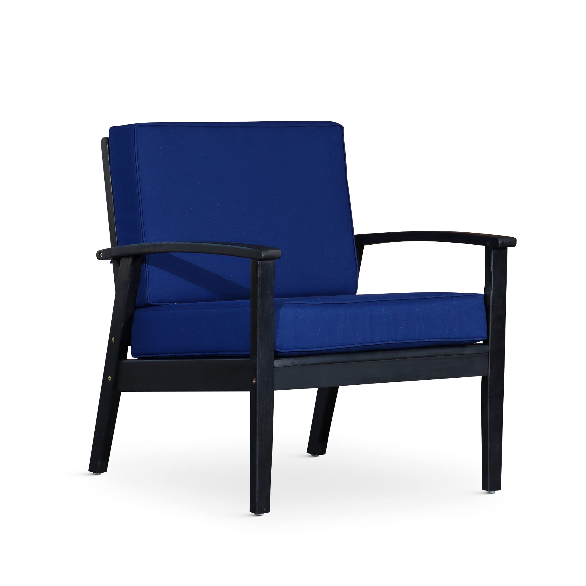 GOWE Deep Seat Eucalyptus Chair, Espresso Finish, Navy Cushions