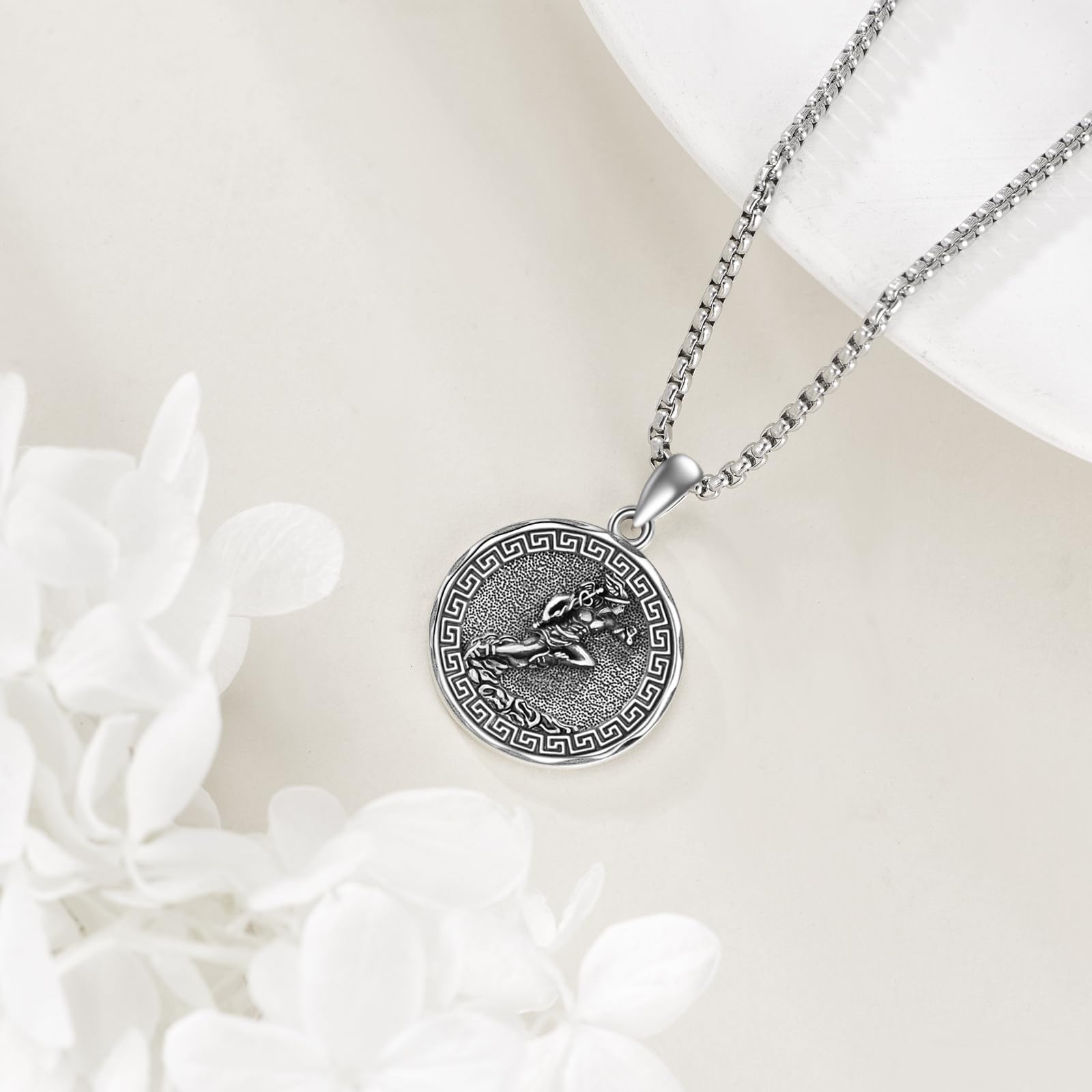 YFN Collana in argento Sterling con ciondolo a forma di dio greco, regalo per donne e uomini