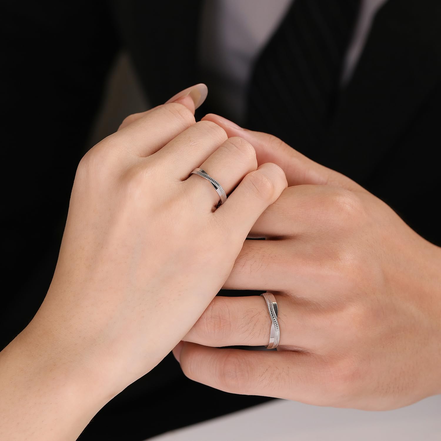 Meissa Alianzas de Plata para Pareja Anillos Ajustables Plata de Ley 925 Mujer 2,8mm & Hombre 4mm Joyería Nupcial Regalo para Compromiso, Boda, San Valentín o Aniversario (Juego de dos anillos)