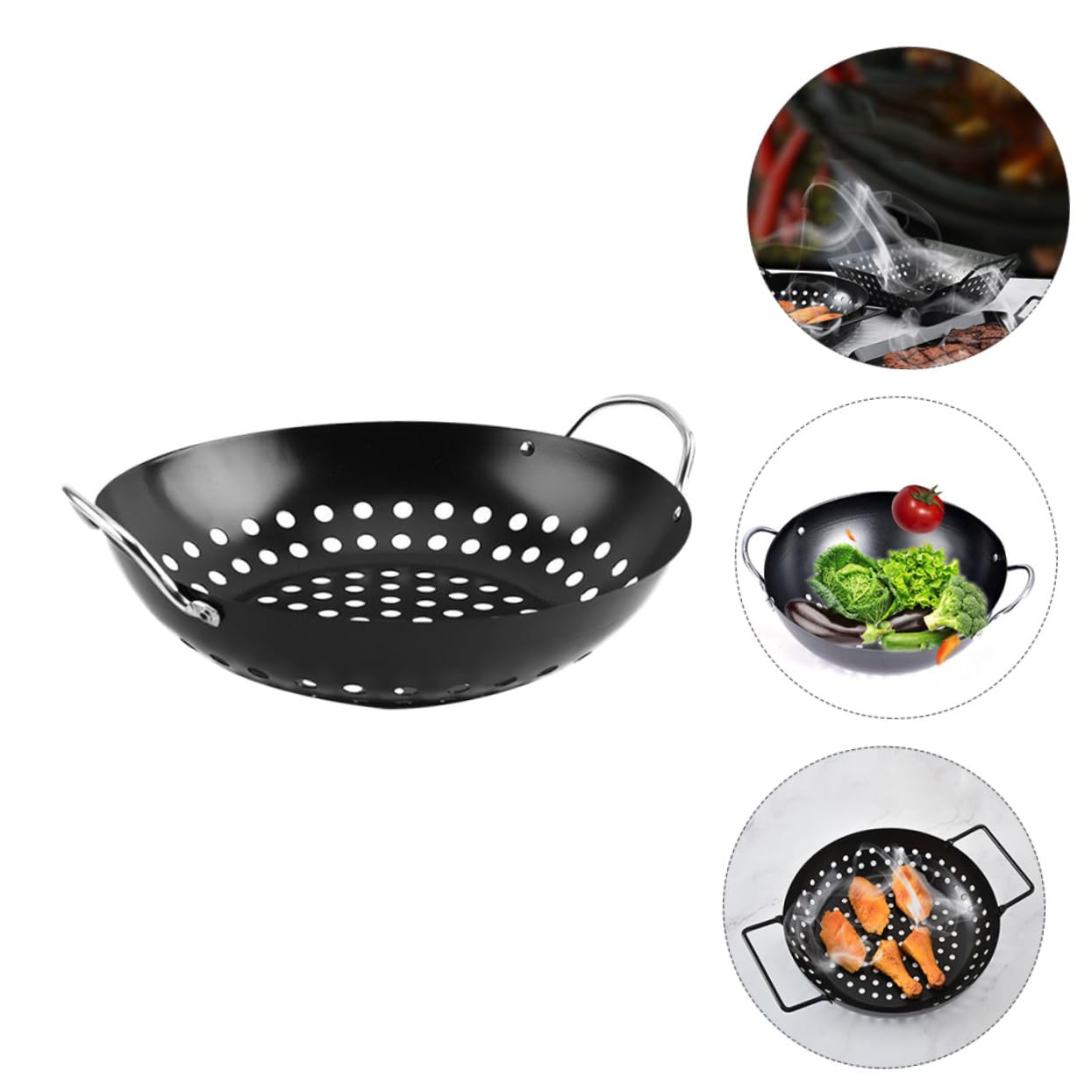 FUNOMOCYA Grilling Pan Bbq Topper Outdoor Grill Accessory Meat Grilling Rack Round Grill Rack Non Stick Material