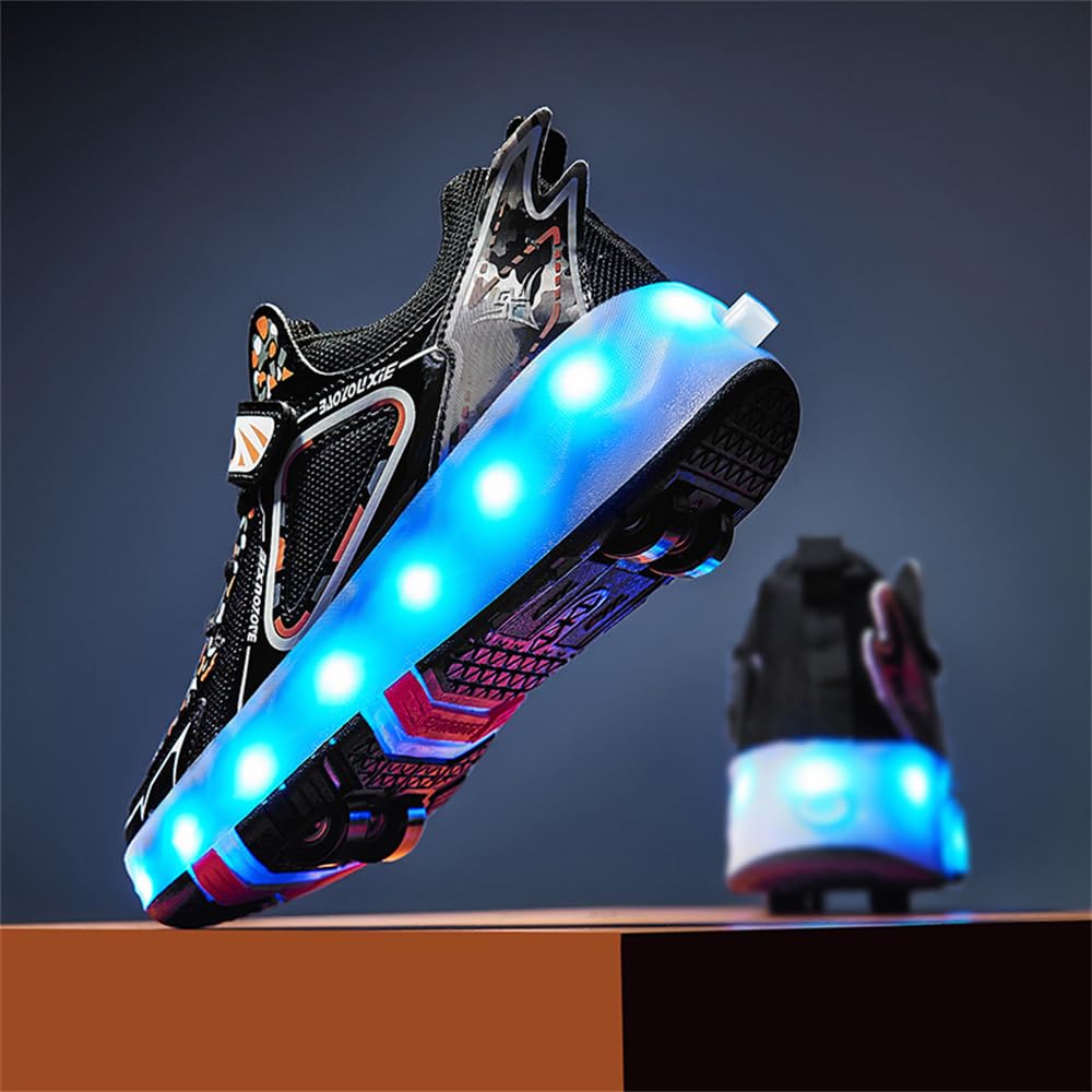 Mateju Schuhe mit Rollen für Jungen Mädchen, Kinder Rollschuhe Schuhe mit 4 Rollen, Turnschuhe Versenkbarer, Damen Herren Roller Schuhe Turnschuhe Skateboardschuhe