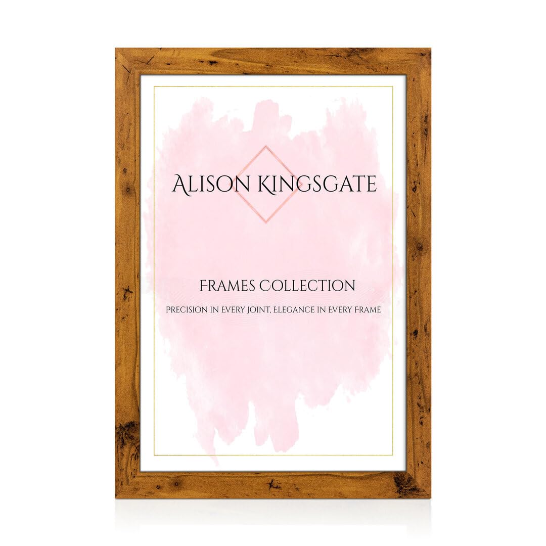 Alison Kingsgate Modern A1 Rustic Oak Picture Frames- Engineered Wood Photo Frame with Shatterproof Perspex Front- Ideal for Posters, Certificates & Artwork- Wall Mount or Tabletop Display — image 1