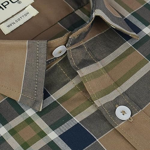 Image of GHPC 100% Cotton Checkered Half Sleeves Regular Fit Formal Shirt for Men