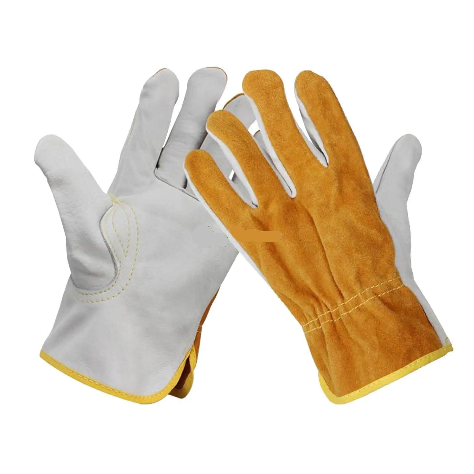 Generico Compatibile con guanti in pelle bovina resistenti al calore, accessori ignifughi for saldatura, barbecue, giardinaggio, campeggio