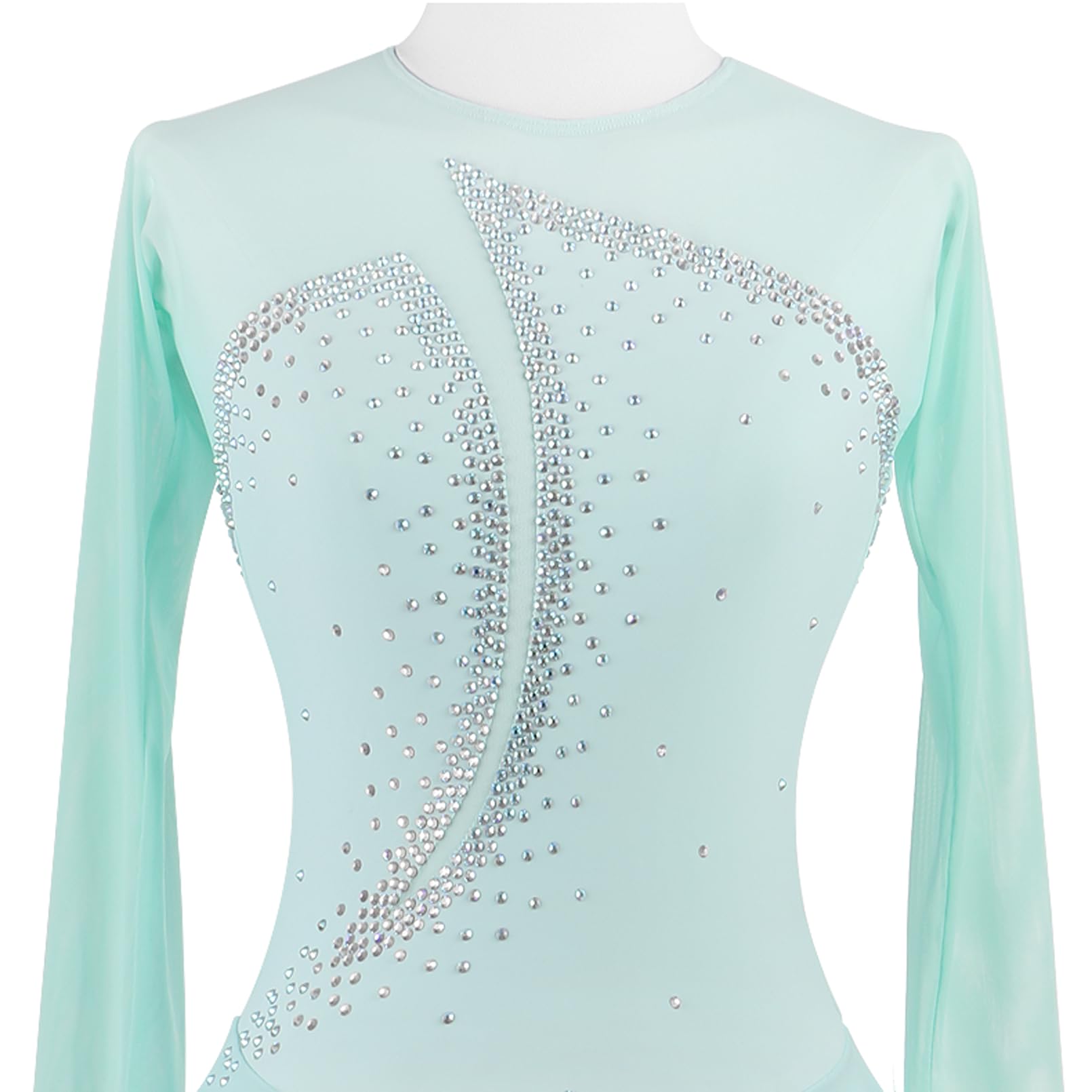 Vestido de Patinaje Artístico para Niñas Maillot de Patinaje sobre Hielo para Mujeres Traje Brillante con Pedrería Traje de Gimnasia Rítmica
