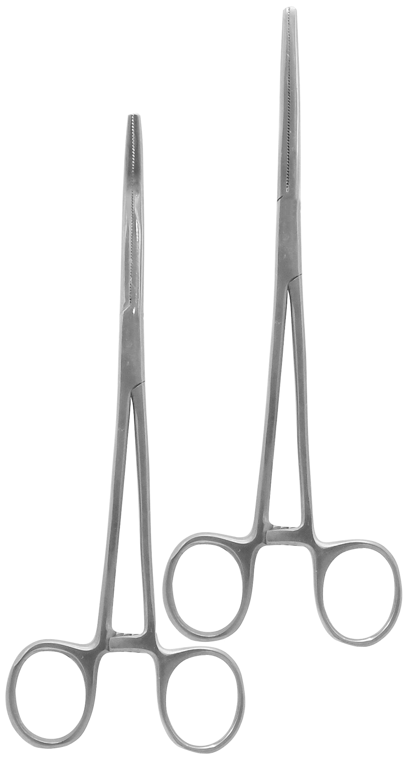 AAProTools 2 Pcs 8" Locking Straight & Curved Hemostat Set -Hemostat Forceps Set - Stainless Steel Locking Tweezer Clamps - Ideal Hemostats for Nurses