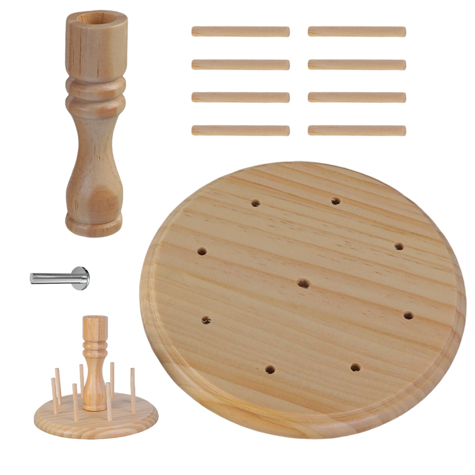 Kalttoy 8 Spools Wood Thread Holder with Scissors Holder Thread Spool Rack Embroidery Sewing Organizers Easy Assembly Rack