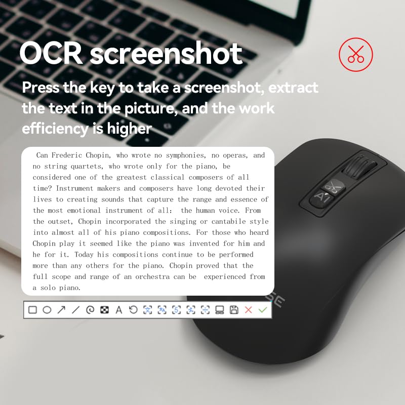 MIMOUSEEM4AI Wireless Intelligent AI Mouse, Built-in AI Assistant, Supports AI Writing, AI Drawing, Smart Mouse?one Click Voice Typing, Screenshot,Translation, and Supports Multiple Languages.