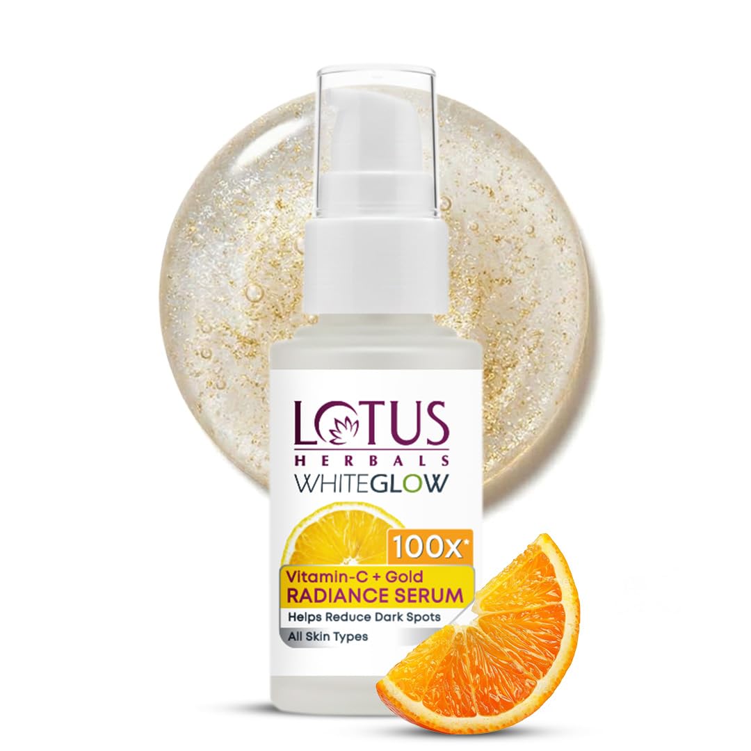 Lotus Herbals WhiteGlow Vitamin C and Gold Radiance Face Serum | Hydrating & Brightening Serum For Dark Spots, Dull & Unev...