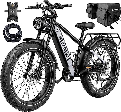 Heybike Brawn Electric Bike for Adults,750W 28MPH 26” Fat Tire Ebike with 48V 18Ah Removable Battery,Off Road Electric Mountain Bike,Hydraulic Front Fork Electric Bicycles