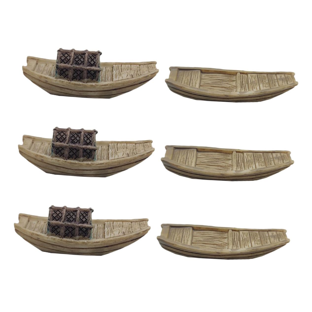 Abaodam 6Pcs Miniature Boat Model Vintage Canoe Fishing Boat Figurines for DIY Micro Landscaping and Garden Decor for Craft Projects and Succulent Arrangements