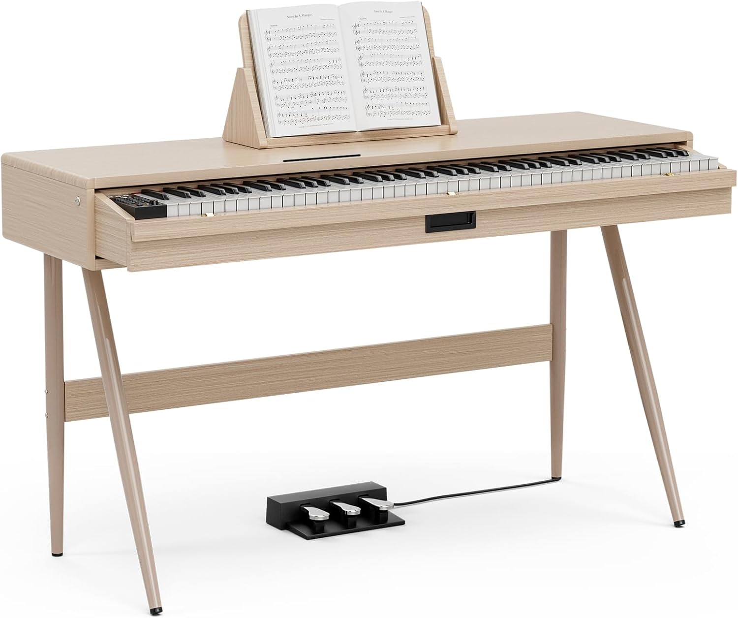 UMOMO 88 Key Weighted Digital Piano, Both Desk Piano & Vanity Desk Piano, 88 Key Progressive Hammer-action Keyboard Piano for Beginners with MIDI, Burlywood