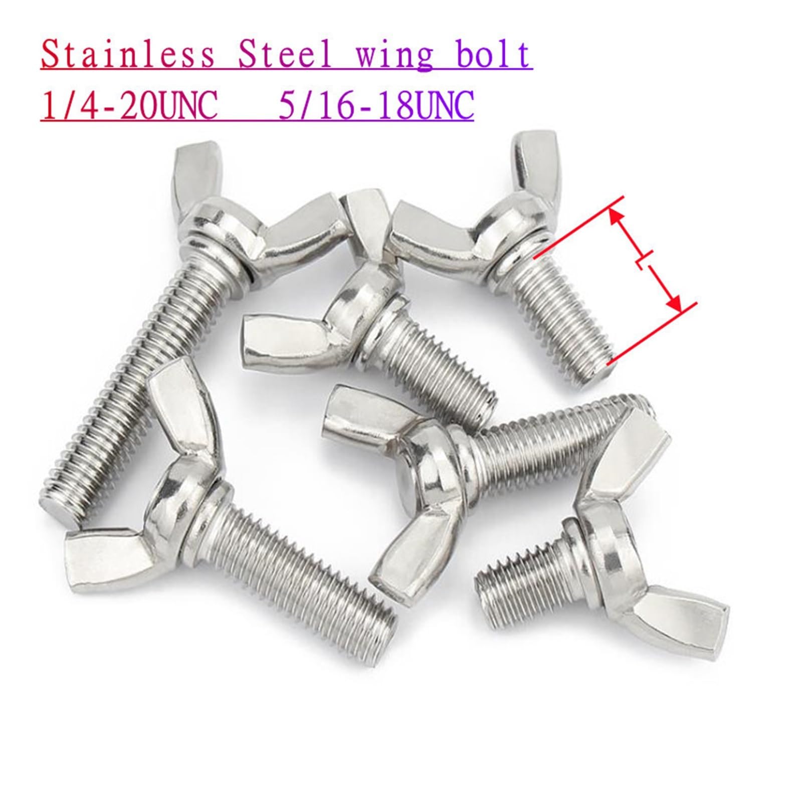 Amazon | 10 個 1/4-20 5/16-18 UNC 蝶ボルト 304 ステンレス鋼